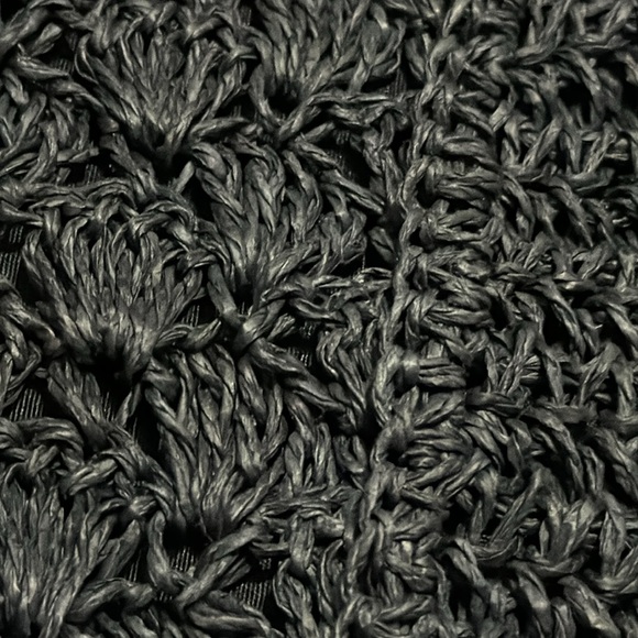 Large Merona Brand Woven Paper Tote Bag-Navy-Faux Leather Straps-Snap Closure - Picture 4 of 16